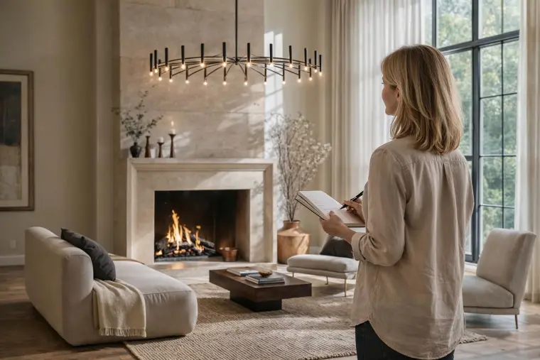 Wall sconces in a finished interior